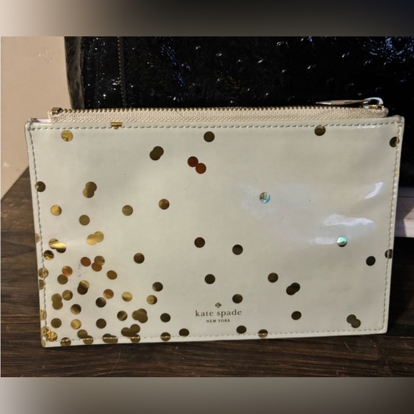 Black Ostrich embossed Patent leather kate spade satchel and envelope wristlet - Picture 7 of 8